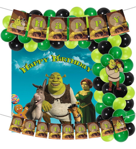 Kit Decorativo Cumpleaños Shrek 