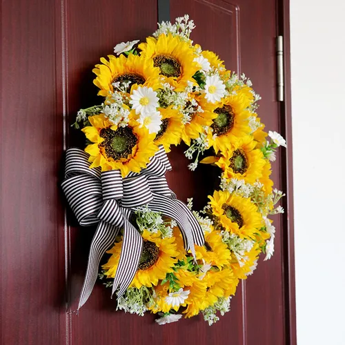 Corona De Flores De Seda Hecha A Mano Con Margaritas Zx | MercadoLivre