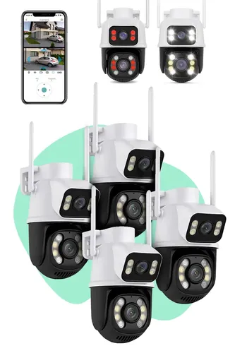 Kit 4 Câmera Segurança Ip Interna Externa Wifi A28 App Icsee Prova Dagua IP66 Dome Lente Dupla Lentes 2 Em 1 Vigilância Visão Noturna Infravermelho Casenn