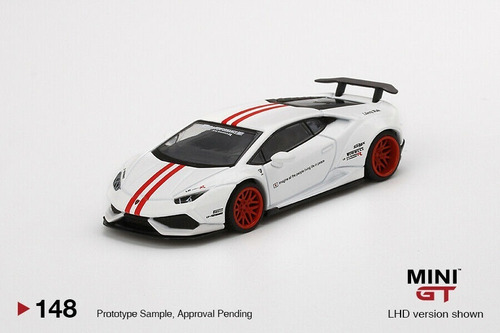 Mini Gt 1:64 Lb Works Lamborghini Huracan White/ Red Stripe