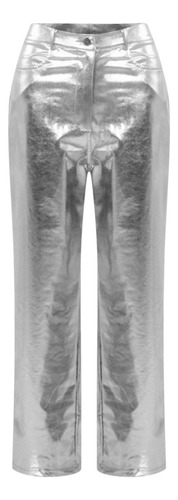 Pantalones Para Mujer, Estilo Discoteca, Bolsillos Con Boton