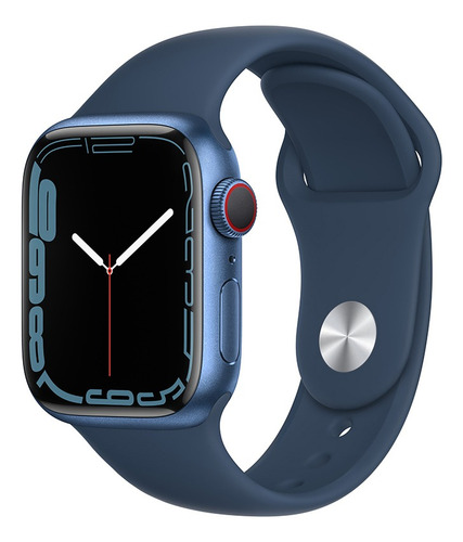 Imagen 1 de 9 de Apple Watch Series 7 (GPS + Cellular, 41mm) - Caja de aluminio color azul - Correa deportiva azul abismo