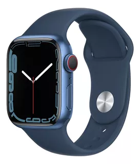 Apple Watch Series 7 (GPS + Cellular, 41mm) - Caja de aluminio color azul - Correa deportiva azul abismo