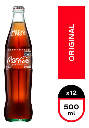 Refresco Coca Cola Vidrio 500 Ml 12 Pack