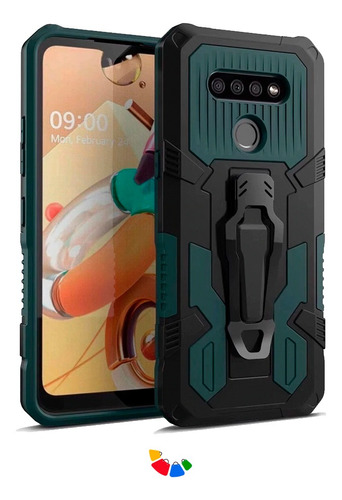 Funda Case Para LG K51s New Robot + Gancho Antishock Verde