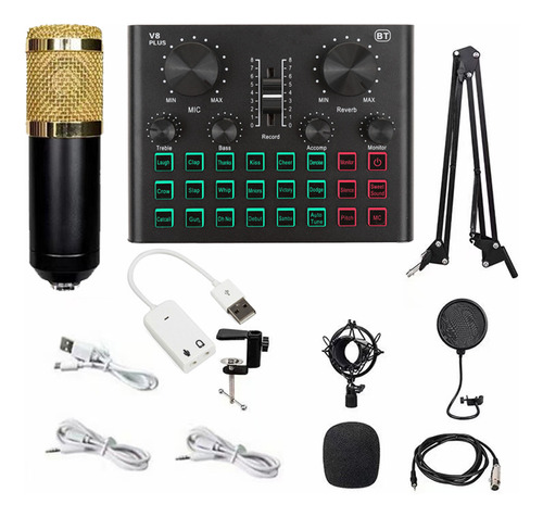 Set De Tarjeta De Sonido.micrófono V8 Plus Soundcard Bm800