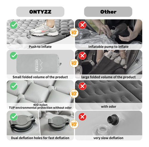 Colchoneta Inflable Doble Ultraligera Para Automóvil Gris Gris