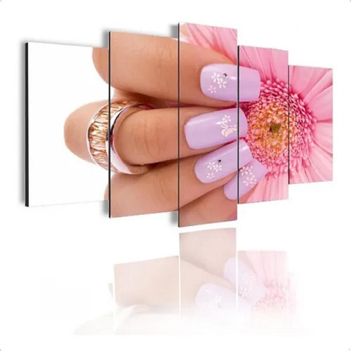 Quadro Mosaico 105x60cm Mod1150 Manicure Flor Lilas 5pçs