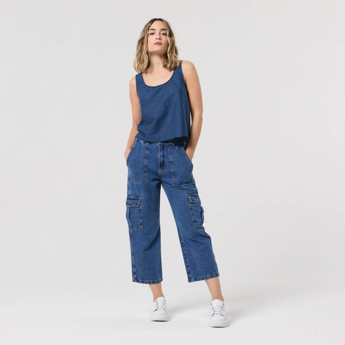 Pantalon Cargo De Jean Mujer / Pampero 