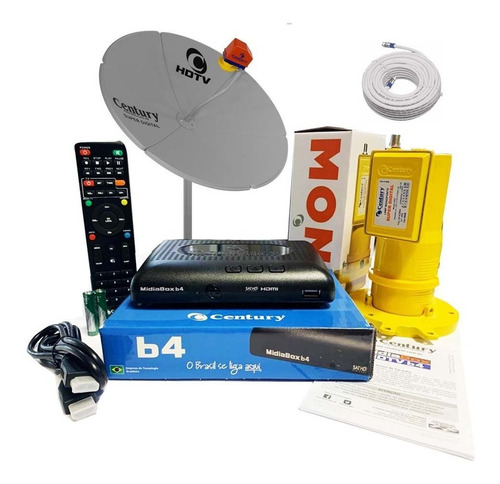 Imagem 4 de 5 de Midiabox B3 + Lnbf Multiponto Super Digital Hd Century