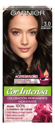 Kit Tinta Garnier  Cor intensa Kit Coloración Permnente Hidratante Garnier Cor Intensa tono 3.0 castaño oscuro para cabello
