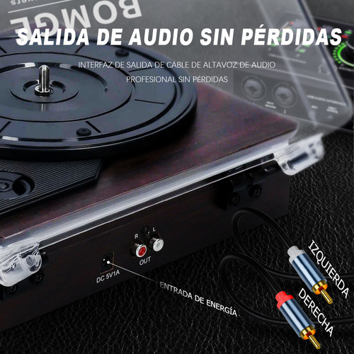 Tocadiscos De Vinilo Retro Portátil Con Bluetooth Bomge