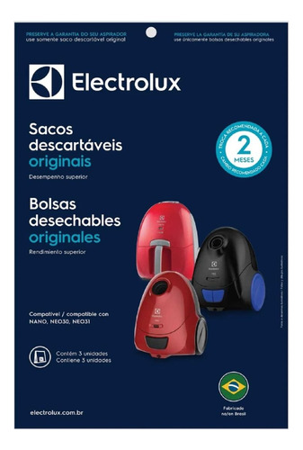 Bolsa Descartable Aspiradora Nan11-neo31 Electrolux Sbena - 