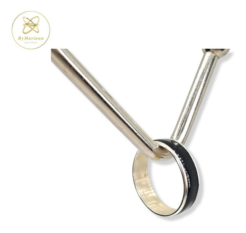 Imagen 4 de 6 de Anillo Plata Cinta Con Esmalte Negro 5mm