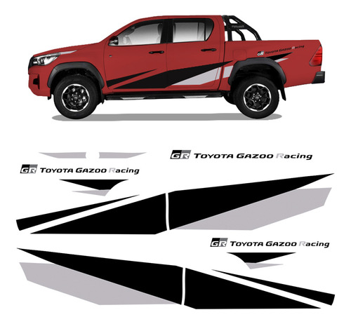 Kit Adesivos Toyota Hilux Racing 2009 À 2020 Faixa Lateral