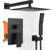 Comprar Banna De Ducha De Negro Mate 20cm, Cabezal De Ducha De Lluvia De Alta Presión Montado En Pared Con Rocíador De Mano, Ducha Empotrados Set-regadera Cuadrada Y Monomando Para Regadera