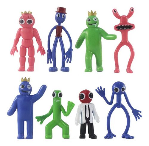 8 Piezas De Dibujos Animados Rainbow Doll Blue Monster Toys