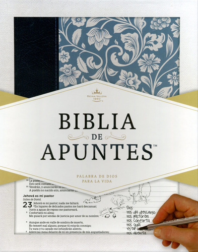 Biblia De Apuntes Rvr1960 Azul Floral Piel Genuina  ®