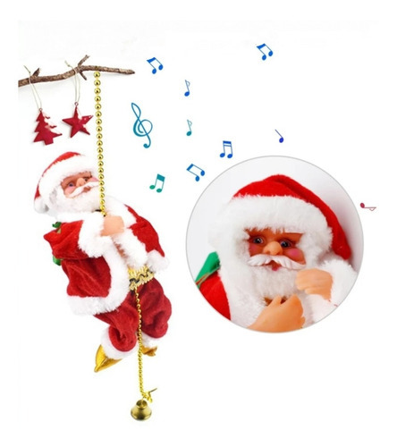 Papai Noel Escala Corda Sobe E Desce Musical Divertido