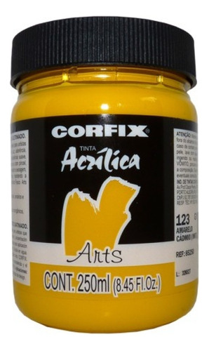 Tinta Acrílica Arts Corfix 250ml Amarelo Cádmio 123 Gr 1