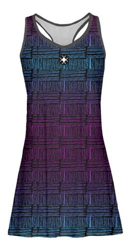 Imagem 5 de 6 de Vestido Beach Tennis C/ Shorts Degrade Azul Roxo Beachwear
