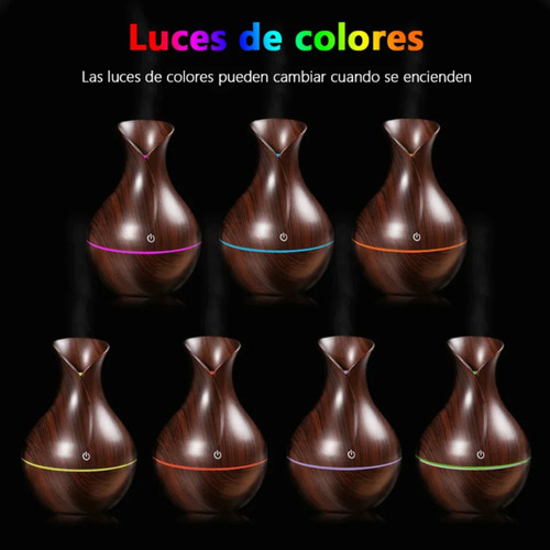 Humidificador Difusor Usb 130 Ml Esférico Imitación Madera Marrón Oscuro
