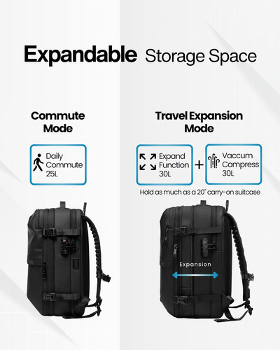 Mochila De Compresión Airvault Airback 19 Negro Usb Tsa Color Diseño De La Tela