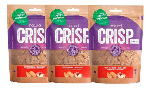 Kit 3 Un. Petisco Snack Natural Crisp Cães Chips Frango E