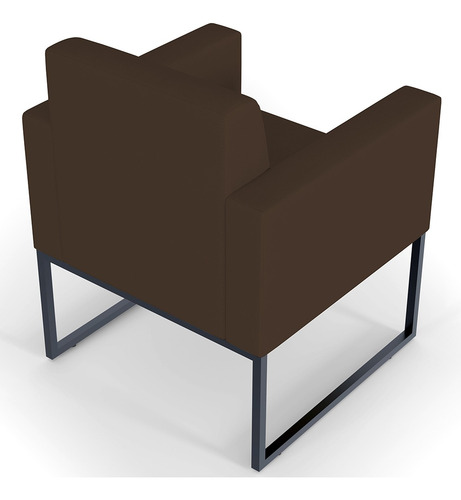 Kit 02 Poltronas Decorativas Sala e Recepção Base Fixa de Metal Helô L02 Suede Marrom