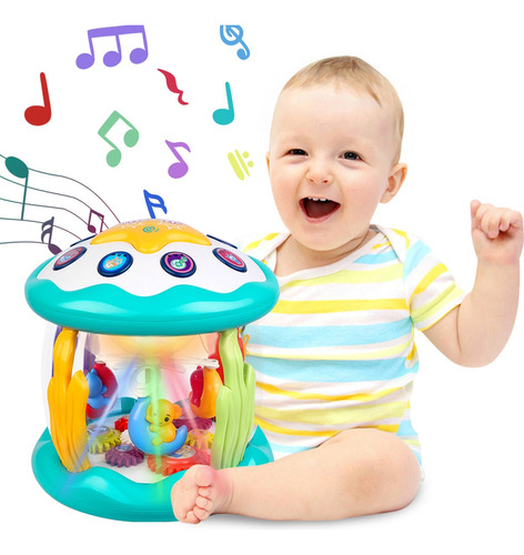 Juguetes Para Bebés Mano Tambor Luz Música Proyección Océano