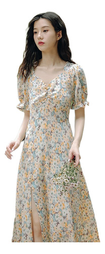 Vestido Floral De Gasa Mujer 2024 Nueva Falda Verano Suave V