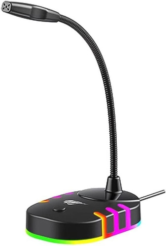 Imagem 1 de 7 de Microfone Gamer Led Rgb Usb Havit Gk58b Mesa Omnidirecional