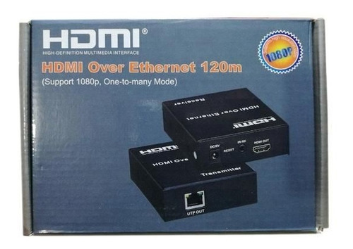 Extensor Hdmi 120 Metros 120m Conversor Rj45 Ip Cat 5e/ 6