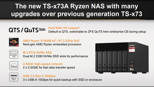 Nas Storage Qnap Ts873a 16gb Ryzen Raid +switch 5p 2.5g