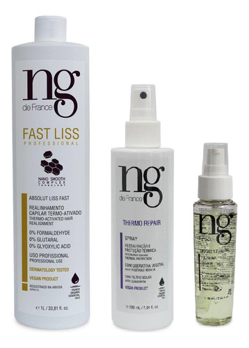 Ng De France Kit Fast Liss + Spray Thermo + Biossentiel 60ml