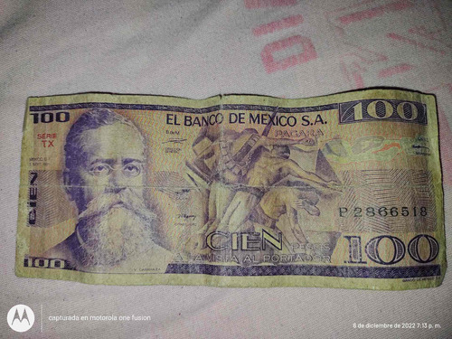 Billete De 100 Pesos Mexicanos De 1981