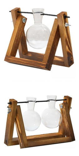 2x Air Planter Terrarium Glass Vase With Wooden Stand Cute