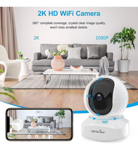 Cámara De Seguridad Ip Wansview, 2k, Wi-fi 2.4ghz, Blanco