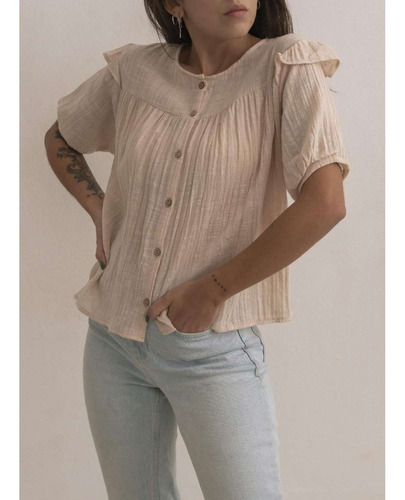 Imagen 1 de 1 de Blusa Nano Botones Algodón Rústico Ramona #3822