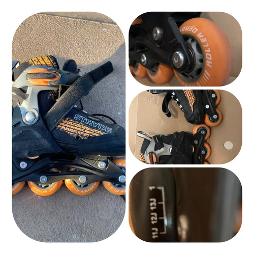 Patines Roller Derby Infantiles Unisex Ajustables Usados 17-21 Cm 11j-1 6.4 Cm Negro - Naranja (Usado)