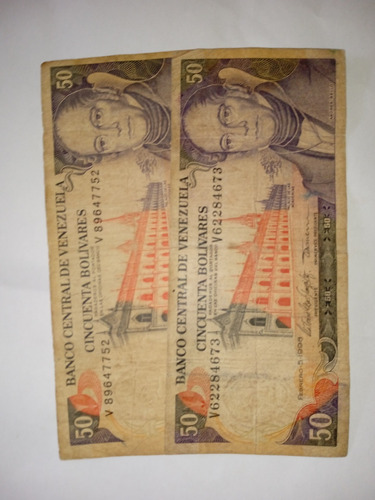 2 Billetes De 50 Bolívares De 1998 
