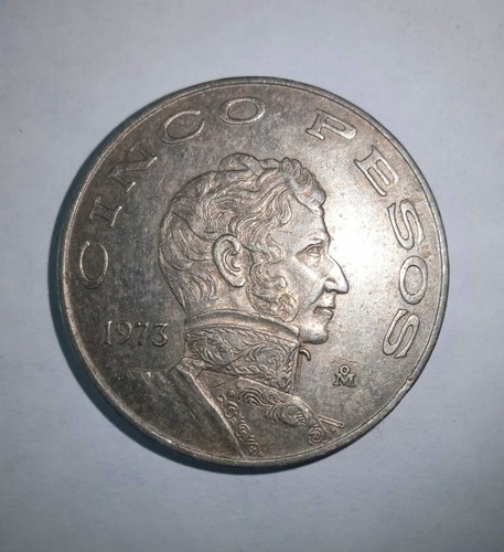 Moneda 1973 Vicente Guerrero Cinco Pesos