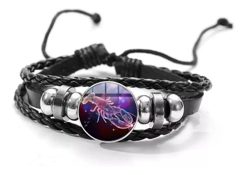 Pulsera Signo Zodiacal Cancer De Cuero Sintético