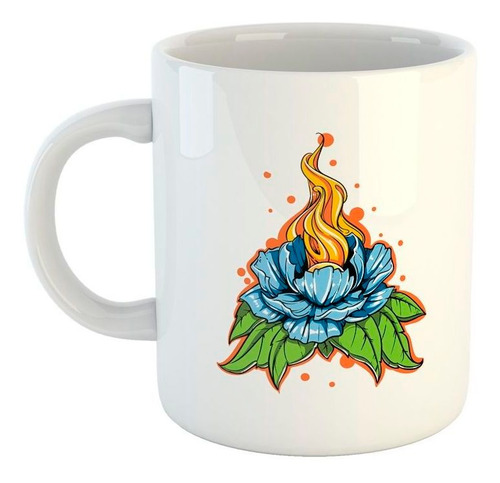 Taza De Ceramica Planta Abriendose Con Fuego