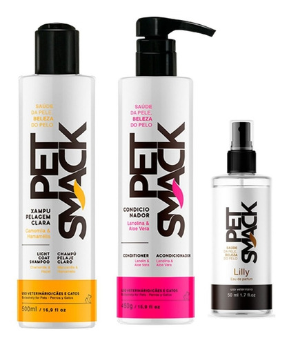 Shampoo Pelos Claros Condicionador E Lilly 50ml Pet Smack Fragrância Suave