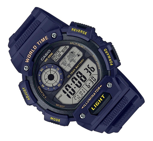 Reloj Casio Para Caballero Color Azul Ae-1400wh-2avcf