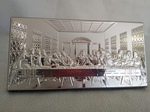 Retablo Última Cena, Plata Ley 9.25 23x12 En Madera De Caoba