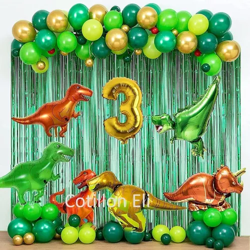 Set Deco Globos Dinosaurios Gigantes Cortina Numero 80 Cm