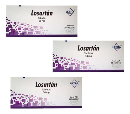 Losartan 50 Mg C/30 Tab Pack C/3 Cajas