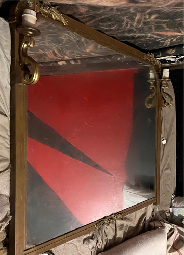Espejo Antiguo Bronce Con Lámparas 70 X 80cm